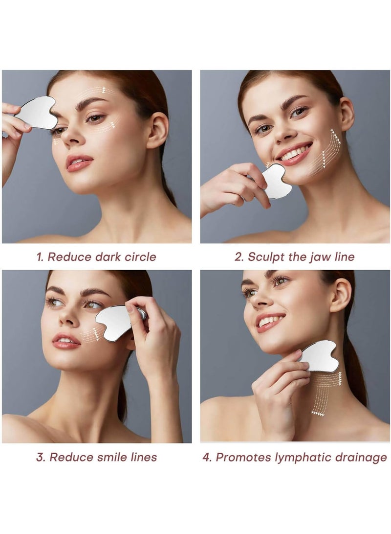 Stainless Steel gua sha Tool for Face Approx 90Gram – Skin Tightening & Lifting – Reduces Puffiness & Improves Circulation – Facial Massage Tool for Face, Neck & Eyes - Image 4