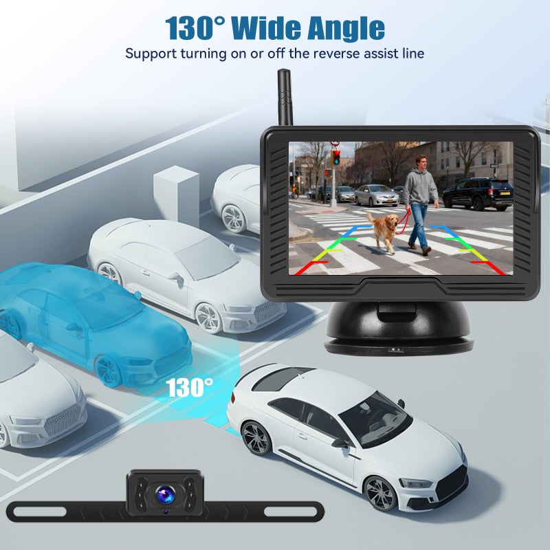 SIXWIN Wireless Backup Camera for Car 4.3 Inch Monitor Digital Signal Stable Rear View Camera Night Vision for Truck/Car/Pickup/SUV/ IP69 Waterproof with License Plate Backup - Image 5