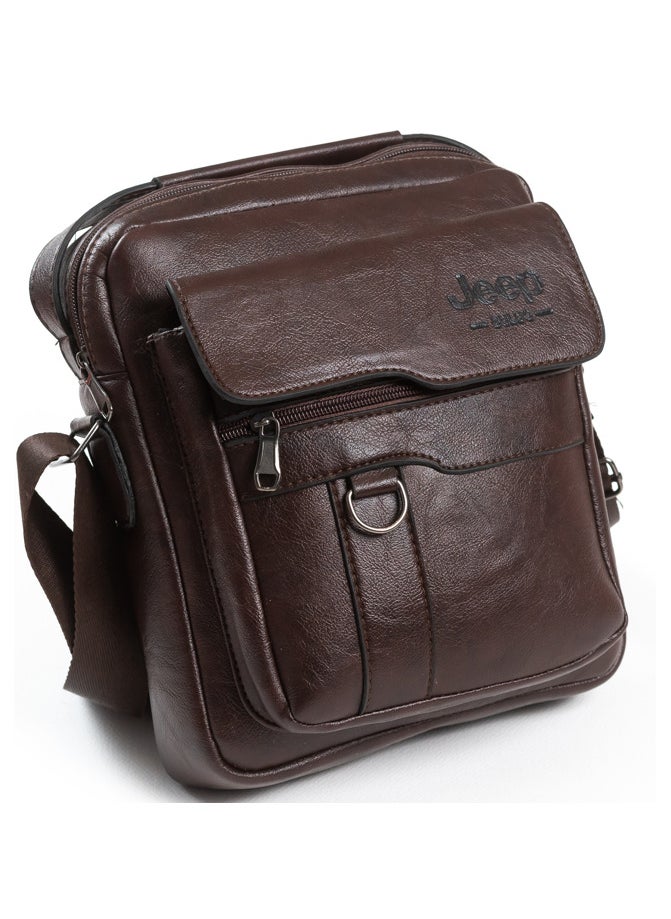 Jeep Buluo Men's Casual Leather Cross Bag - Brown  - Image 1