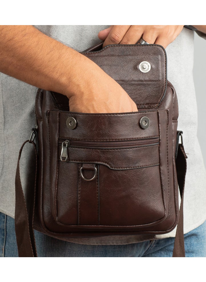 Jeep Buluo Men's Casual Leather Cross Bag - Brown  - Image 4