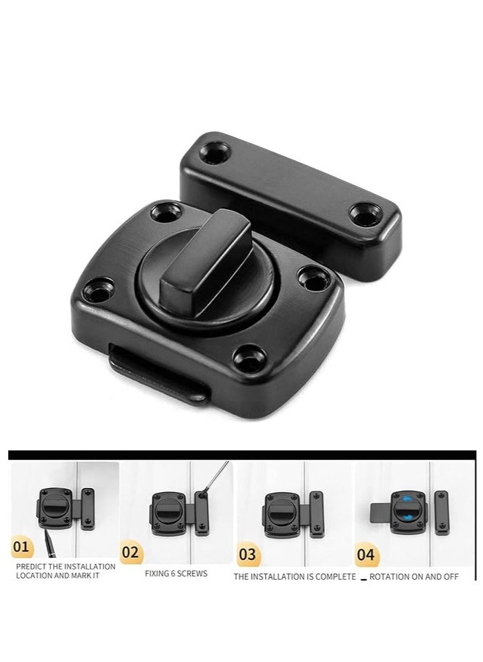 GOMETY Bathroom Toilet Door Lock Latch, Rotate Bolt Gate Latch Sliding Door Lock, Bar Barn Door Latch for Wine Cabinet Closet Window Swivel Lock Door Lock Latch (Black)  - Image 3