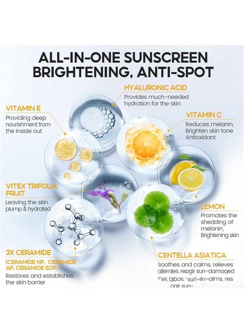 فايبرنت جلامور سيروم فيتامين سي الواقي من الشمس، عامل حماية من الشمس 50+، واقي من أشعة الشمس فوق البنفسجية الطويلة والمتوسطة، 50 ضعف، سيراميد لإصلاح البشرة وترطيبها. - Image 3