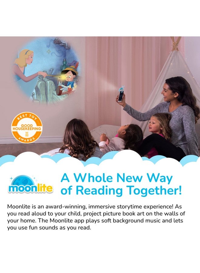 Moonlite مشروع القصة المصغر من مونلايت مع 4 قصص كلاسيكية من ديزني، طريقة سحرية للقراءة معًا، كتب قصص رقمية، مؤثرات صوتية ممتعة، هدايا تعليمية للأطفال من عمر 1 سنة وما فوق - Image 3