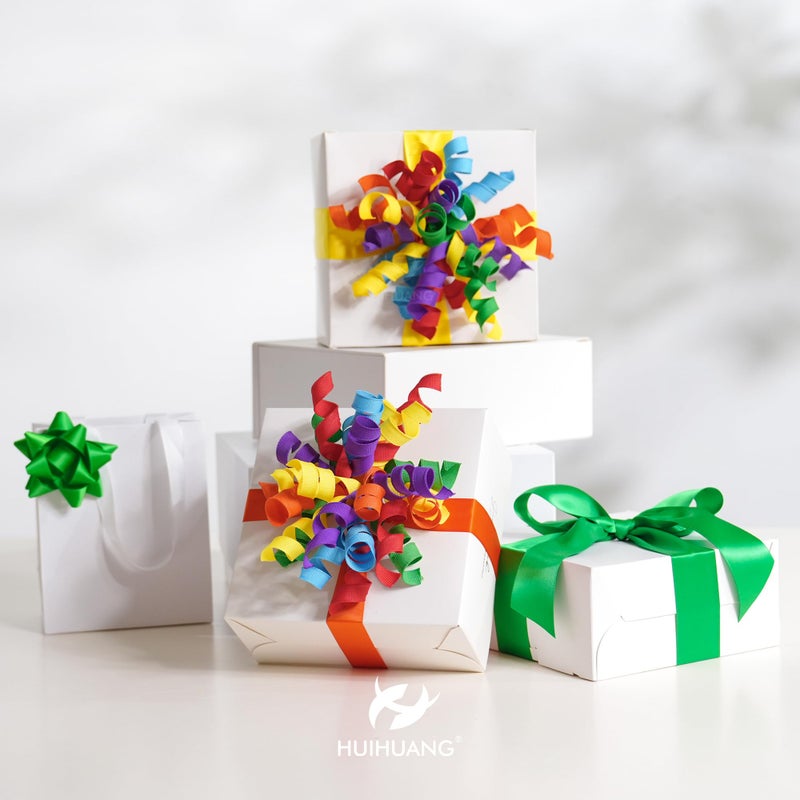 HUIHUANG Rainbow Bows for Gift Wrapping, Birthday Curly Ribbon Bows Self Adhesive Burst Gift Bow for Presents, Wine Bottle, Treat Bags, Birthday, Holiday Party Favors - 6 Counts - Image 3