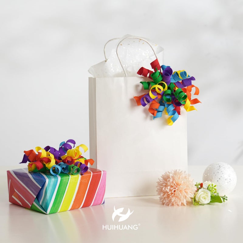 HUIHUANG Rainbow Bows for Gift Wrapping, Birthday Curly Ribbon Bows Self Adhesive Burst Gift Bow for Presents, Wine Bottle, Treat Bags, Birthday, Holiday Party Favors - 6 Counts - Image 4