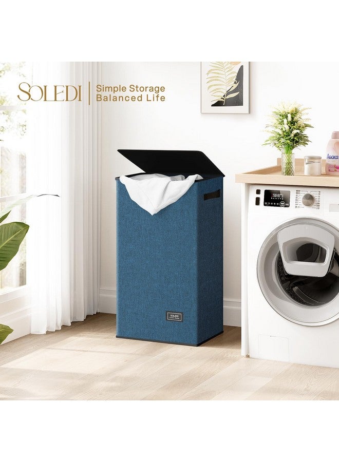 SOLEDI SOLEDI Laundry Hamper with Lid 100L Large & Tall Collapsible Laundry Baskets, Clothes Hamper with Bag Removable Easy to Carry, Dirty Hampers for Bedroom, Bathroom, Dorm, College, Blue - Image 2