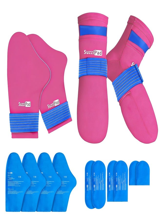 SuzziPad Cold Therapy Socks & Hand Ice Pack Gloves for Chemo Care Package for Women, Chemotherapy Plantar Fasciitis Relief, Neuropathy, Arthritis, S, Bright Pink - Image 1