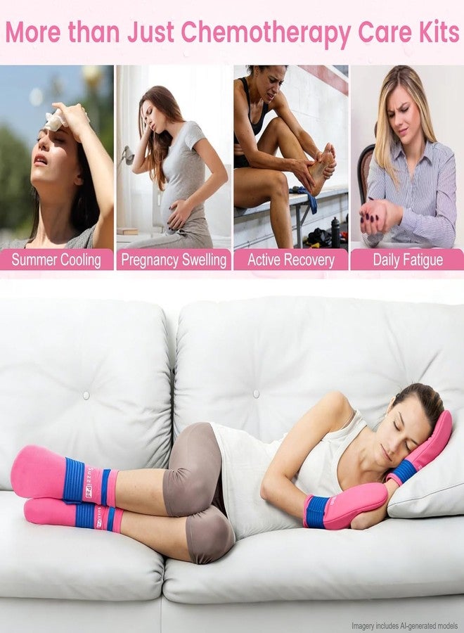 SuzziPad Cold Therapy Socks & Hand Ice Pack Gloves for Chemo Care Package for Women, Chemotherapy Plantar Fasciitis Relief, Neuropathy, Arthritis, S, Bright Pink - Image 3