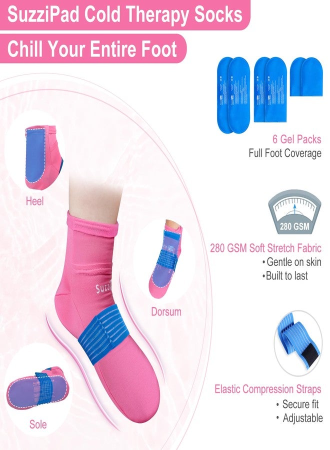 SuzziPad Cold Therapy Socks & Hand Ice Pack Gloves for Chemo Care Package for Women, Chemotherapy Plantar Fasciitis Relief, Neuropathy, Arthritis, S, Bright Pink - Image 4
