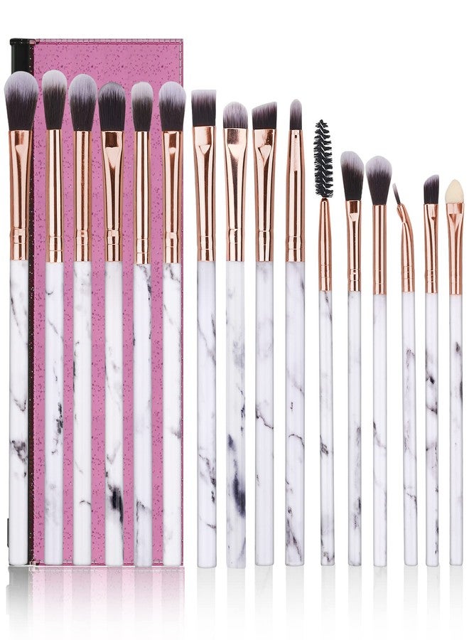 DUAIU Eye Makeup Brushes DUAIU 16Pcs Eyeshadow brushes Eyebrow Eyeliner Blending Brush Premium Synthetic & Marble Handle Brushes sets with Pink Cosmetic Bag - Image 1