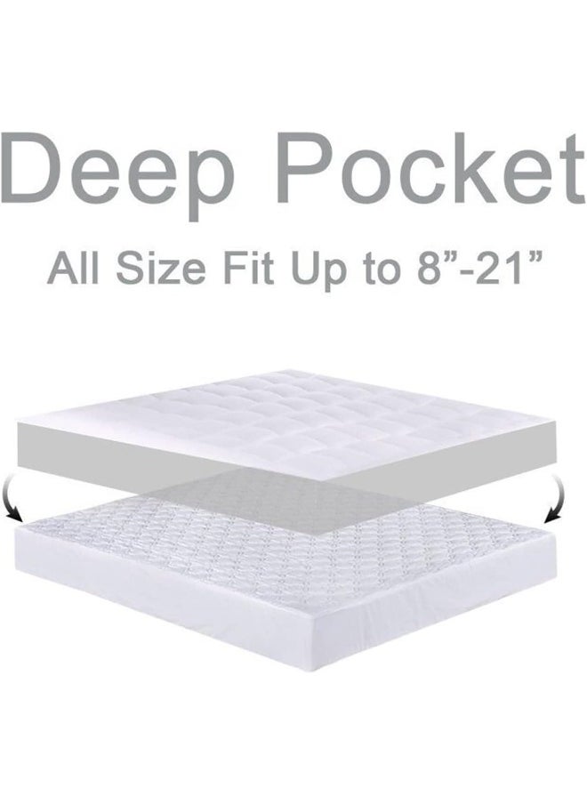 Generic - Chopinmoon  Extra Thick Queen Mattress Topper, Cooling Mattress Pad Cover, Plush Quilted Pillow Top With Overfilled 5D Spiral Fiber, Grey - Image 1