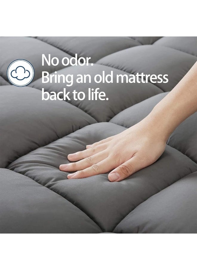 Generic - Chopinmoon  Extra Thick Queen Mattress Topper, Cooling Mattress Pad Cover, Plush Quilted Pillow Top With Overfilled 5D Spiral Fiber, Grey - Image 1