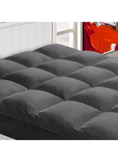 Chopinmoon  Extra Thick Queen Mattress Topper, Cooling Mattress Pad Cover, Plush Quilted Pillow Top With Overfilled 5D Spiral Fiber, Grey