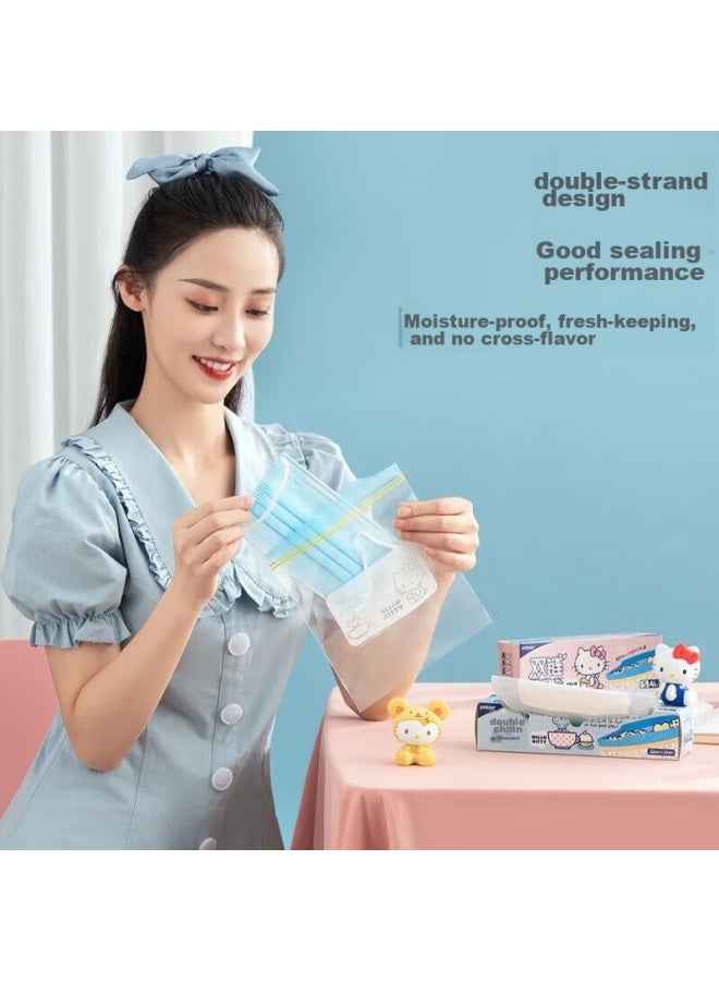 Yekee Double-Layer Sealed Bags, Thickened Food Storage Bags, Household Refrigerator Self-Sealing Storage Bags, Small And Medium Sizes, 70 Pieces In Total, Jd8946 - Image 3