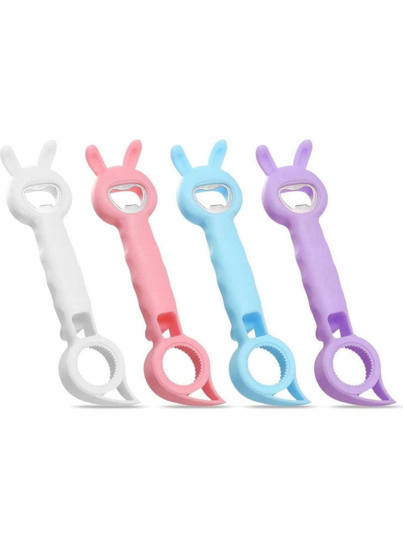 نيبمينينت Multifunctional Jar Opener 4 Pieces Portable Nonslip Bottle Openers for Home Kitchens Bars Parties - Image 1