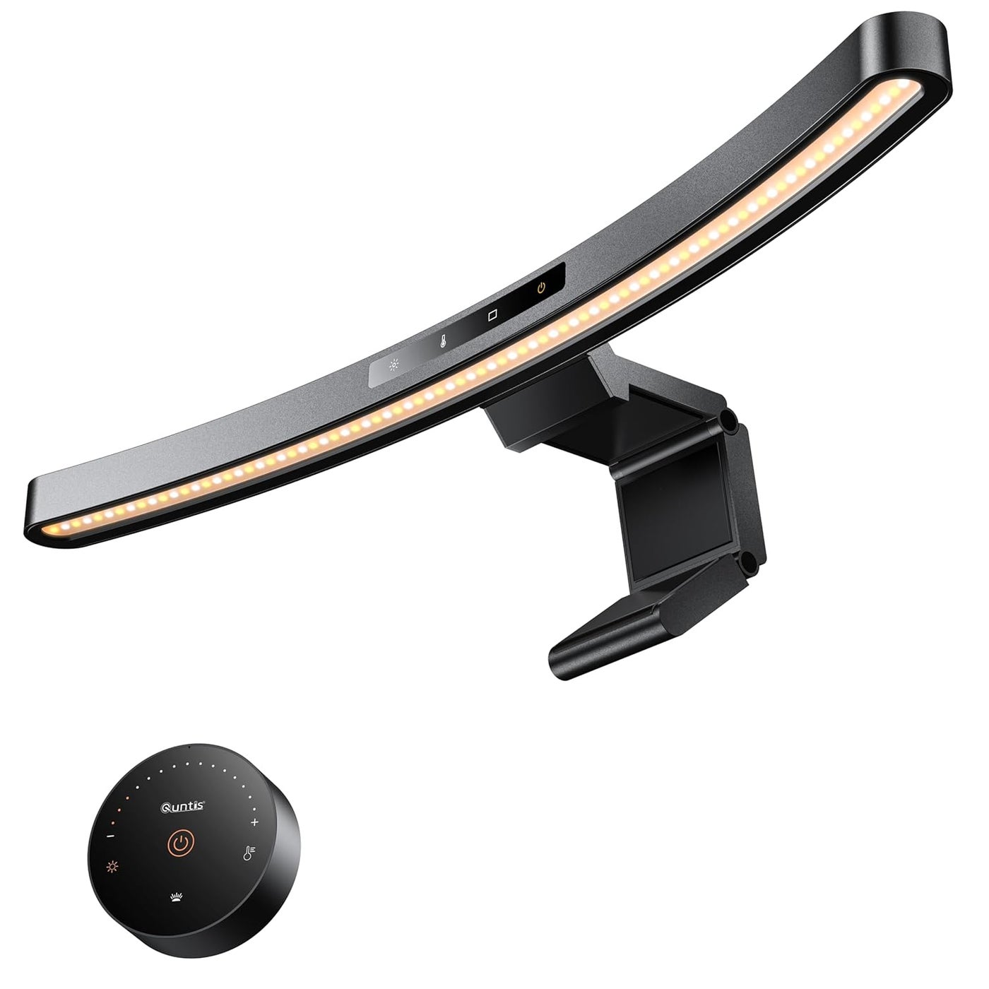 Quntis Curved Monitor Light Bar with Remote Touch Auto Adjustable Brightness and Colour Temperature EyeCare USB Computer Lamp with Multifunction Shelf Screen Light Bar No Glare Home Office Gaming