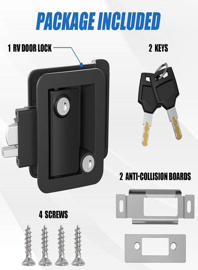 Marvelity Upgraded RV Door Lock Replacement, Black RV Door Latch with Paddle Deadbolt, Fit 3.55" x 2.68" Lock Hole, Black Nylon Material RV Door Lock with 2 Keys for Cargo Hauler Travel Trailer - Image 2