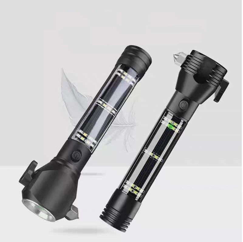 مطرقة الطوارئ للسيارة – مصباح LED، كاسر زجاج و ضوء تحذيري للسلامة - Image 1