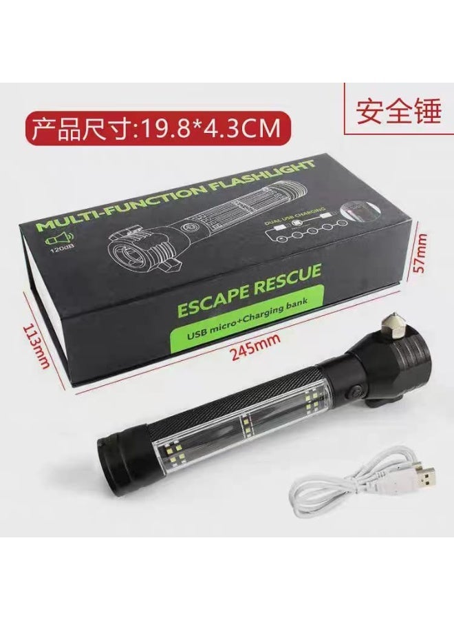 مطرقة الطوارئ للسيارة – مصباح LED، كاسر زجاج و ضوء تحذيري للسلامة - Image 3