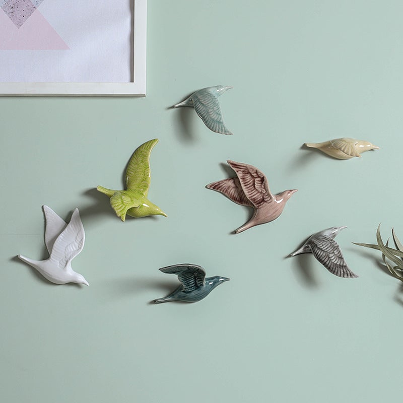 Nordic Simple Room Living Room El Background Wall Soft Modern Creative Ceramic Wall Decoration 3D Bird Decoration - Image 3