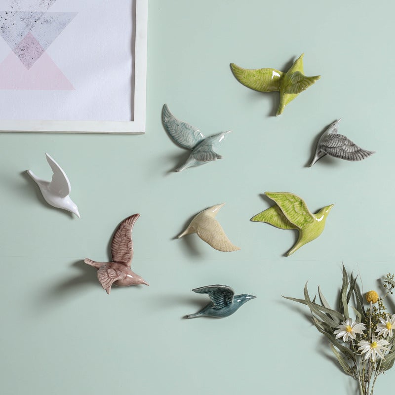 Nordic Simple Room Living Room El Background Wall Soft Modern Creative Ceramic Wall Decoration 3D Bird Decoration - Image 2