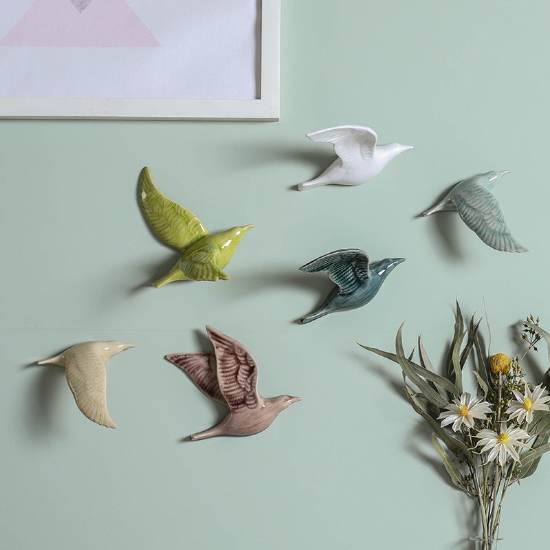 Nordic Simple Room Living Room El Background Wall Soft Modern Creative Ceramic Wall Decoration 3D Bird Decoration - Image 5