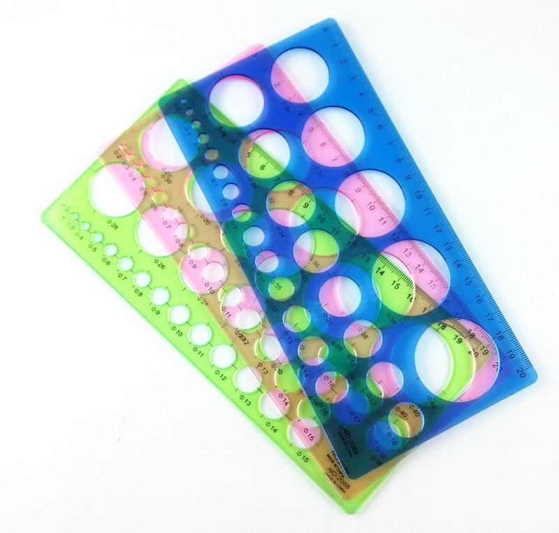 yueton 3pcs Colorful Transparent Plastic Washable Circle Drawing Painting Stencils Scale Template Sets Graphics Rulers - Image 2