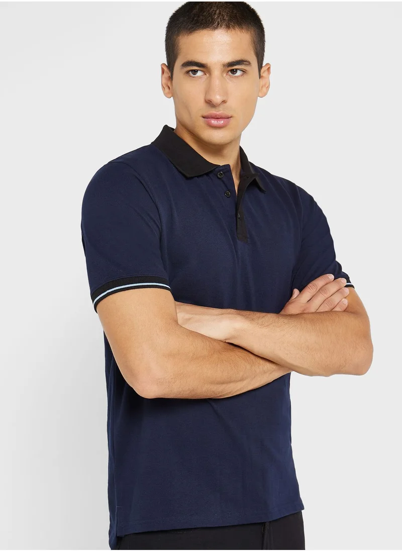 Robert Wood Contrast Collar Pique Polo Shirt
