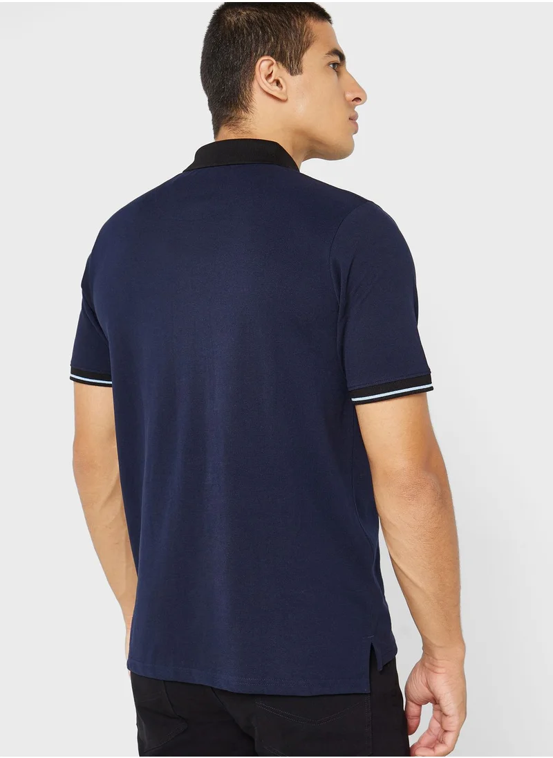 Robert Wood Contrast Collar Pique Polo Shirt
