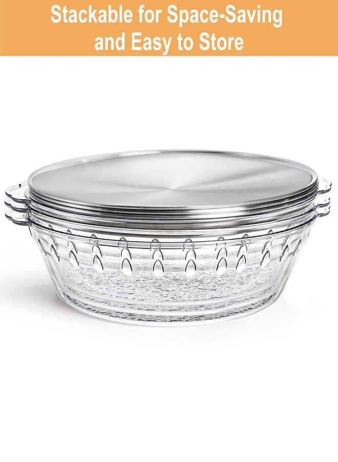 DEAYOU 3 Set 11.8" Chilled Serving Tray for Parties, Round Shrimp Cocktail Serving Dish with Ice Compartment, Ice Serving Bowl Cold Platter for Appetizer, Fruit, Veggie, Salad, Buffet, Keep Food Cold - Image 4