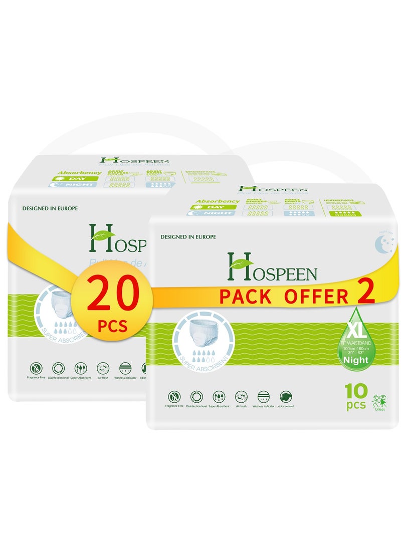 nateen Nateen Hospeen Adult Diaper Pants size Extra Large ,Adult pull ups for light Incontinence , period pants for heavyflow ,super comfort fit women panty for postpartum, waist size 100-160cm , Night 20 counts .  - Image 1