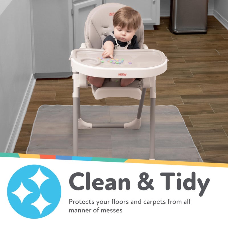 Nuby High Chair Square Floor Mat - Waterproof and Clear Floor Mat - Protects Floor from Spills and Messes - 49.5" x 49.5" - Image 2