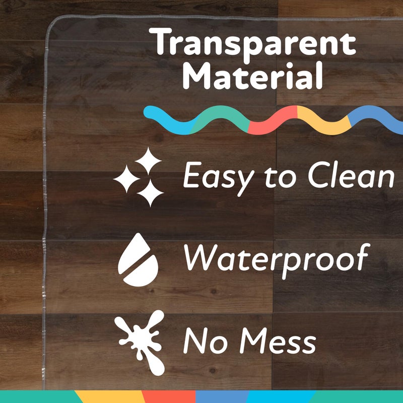 Nuby High Chair Square Floor Mat - Waterproof and Clear Floor Mat - Protects Floor from Spills and Messes - 49.5" x 49.5" - Image 5