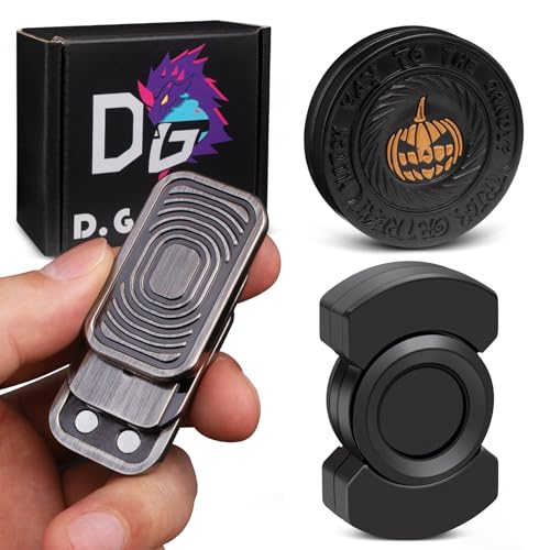 D.G.PLAYER Fidget Toys Adults Set, Metal Fidget Slider, Spinner and Haptic Coin, Decompression Metal EDC Cool Figette Toys for Adults Anxiety Relieve Stress, Greater Focus, 3 Pack Black - Image 1