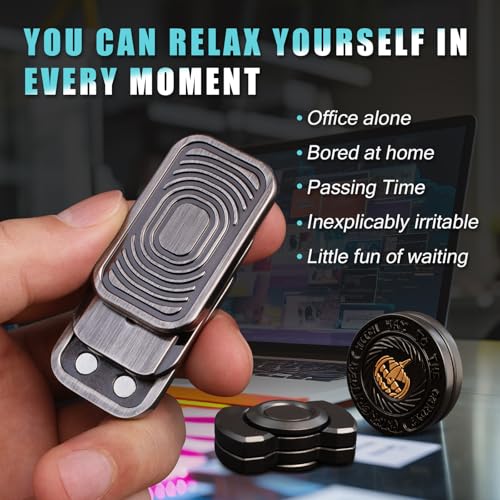 D.G.PLAYER Fidget Toys Adults Set, Metal Fidget Slider, Spinner and Haptic Coin, Decompression Metal EDC Cool Figette Toys for Adults Anxiety Relieve Stress, Greater Focus, 3 Pack Black - Image 4