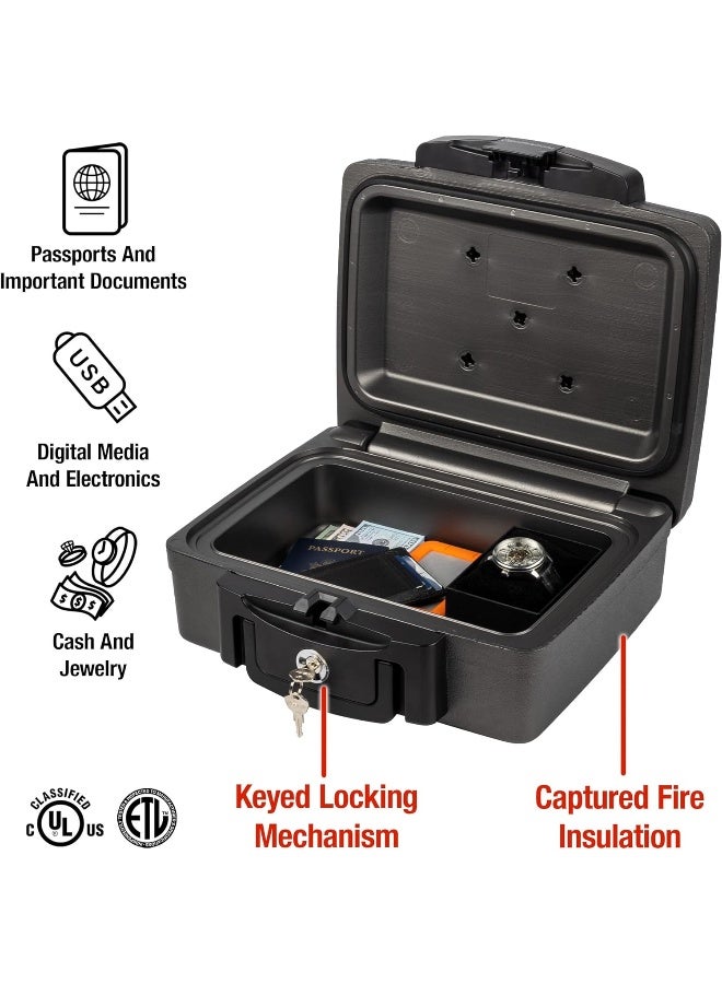 SentrySafe Sentry Safe Safe Box, Fireproof Waterproof, Lock Box, Black, Exterior: 14.3 in W x 13 in D x 6.1 in H - Image 4