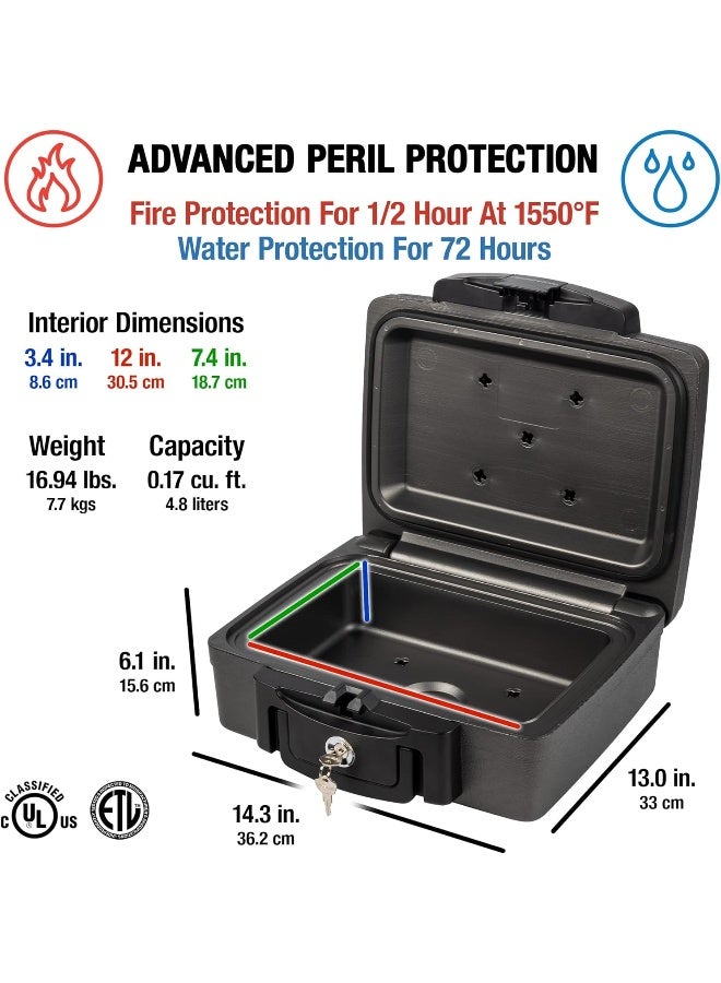 SentrySafe Sentry Safe Safe Box, Fireproof Waterproof, Lock Box, Black, Exterior: 14.3 in W x 13 in D x 6.1 in H - Image 3