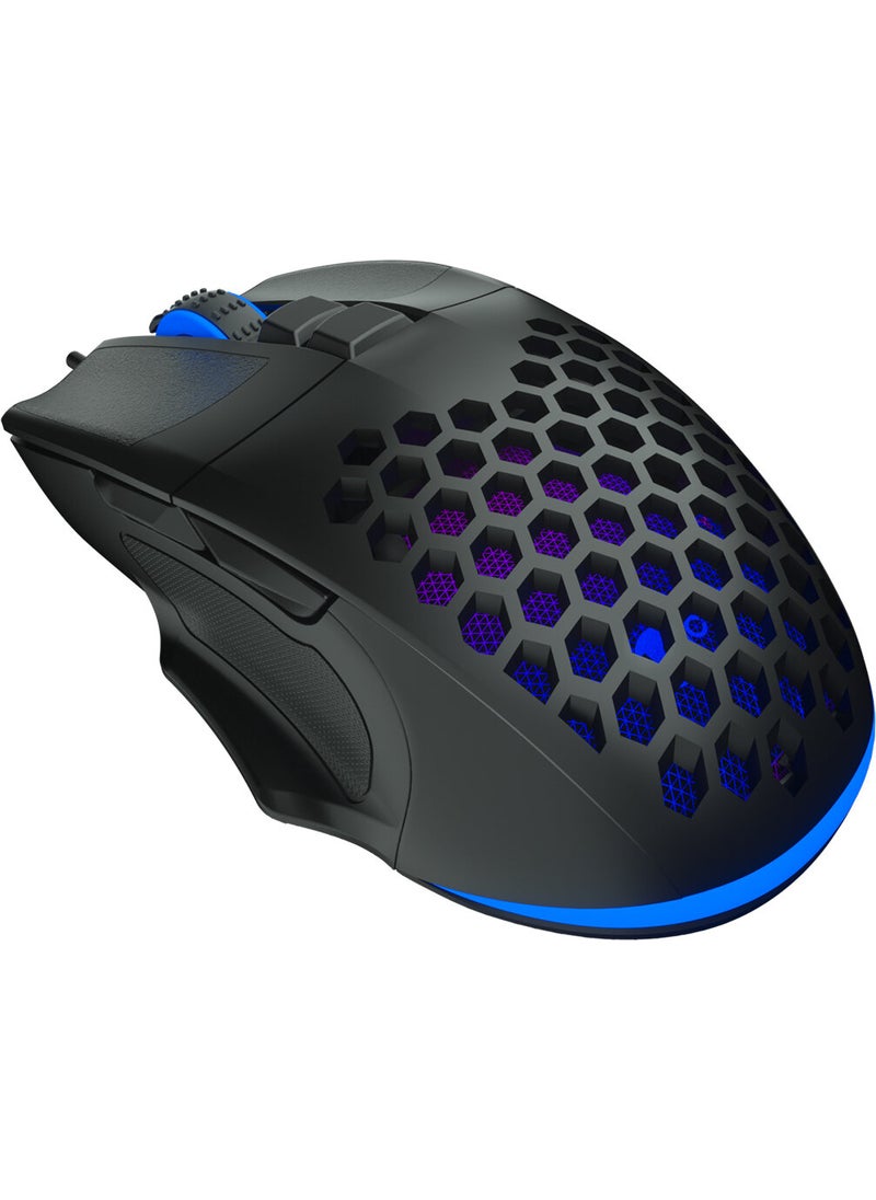lecoo - Lenovo MS107 Wired RGB LED Illuminated 3200DPI 7-Button Gaming Mouse Black - Image 1