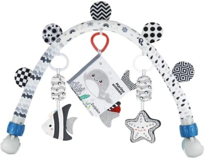 Caterbee Baby Activity Travel Mobile Arch Toy, Black and White Crib Toys (Ocean) - Image 1