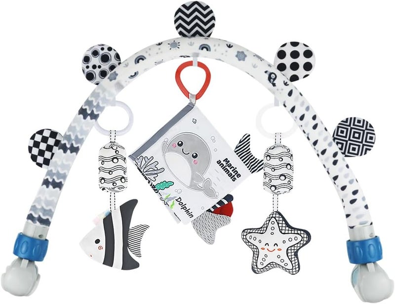 Caterbee Baby Activity Travel Mobile Arch Toy, Black and White Crib Toys (Ocean) - Image 2