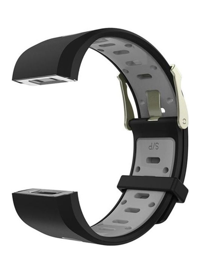 Loquat Round Hole Silicone Replacement Wrist Strap Watchband with Buckle For Fitbit Charge 2 Black - Image 2