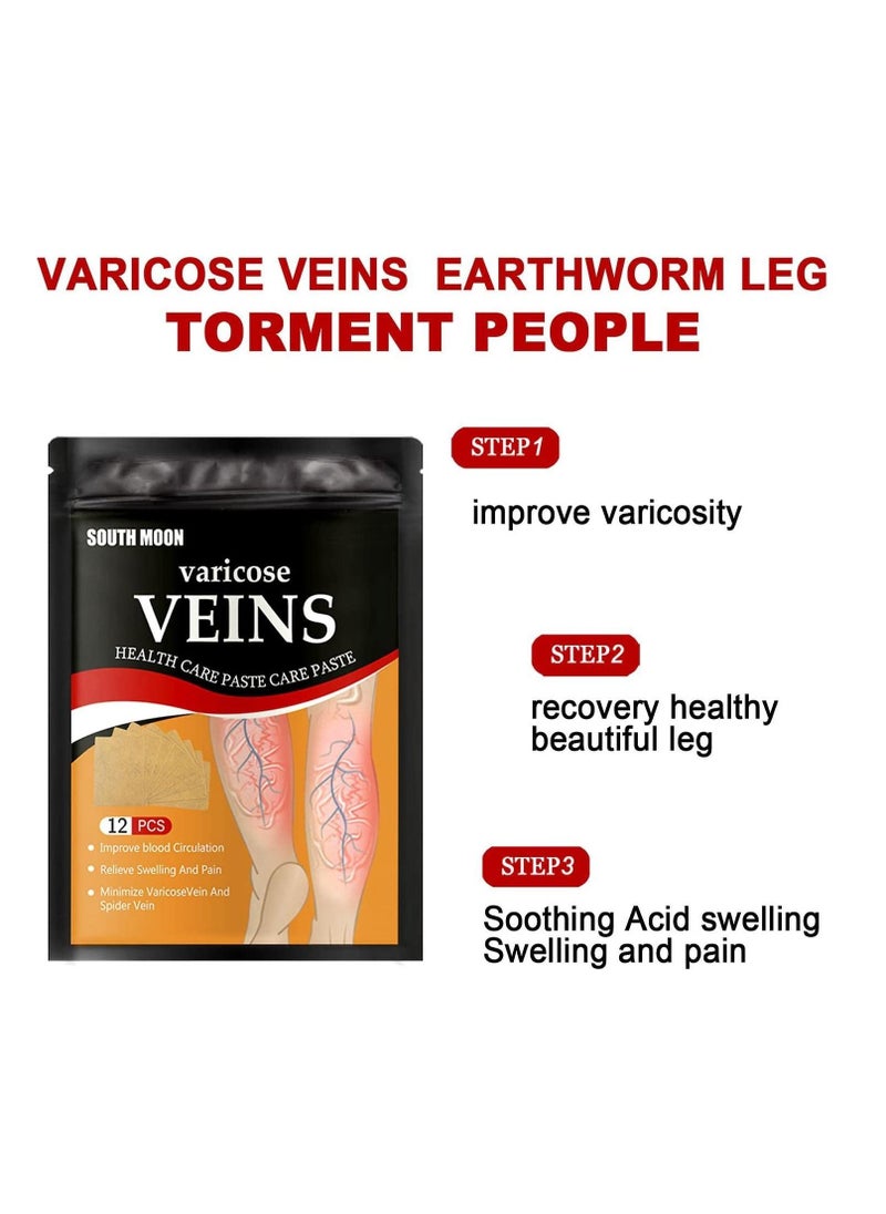 SOUTH MOON 36 Pieces Varicose Veins Patches Relief Phlebitis Angiitis 100% Natural Ingredients Added Eliminate the Appearance of Varicose Veins Vein Inflammation Treatment For Men & Women  - Image 2