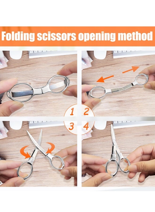 2 PCS Folding Mini Scissors,Stainless Steel Telescopic Cutter Portable Anti Rust,For Fishing Sewing Home Office - Image 3