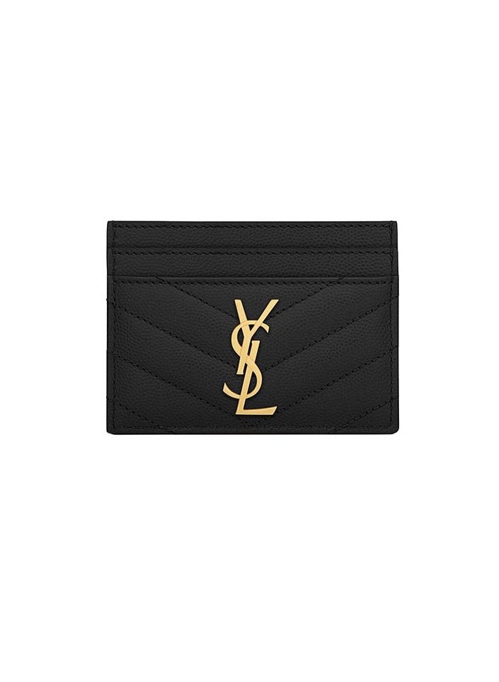 Yves Saint Laurent SAINT LAURENT Logo Leather Card Holder 10.5*7.5*0.5 （Gold Label）  - Image 1