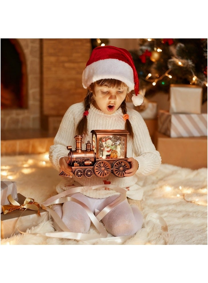 GGEROU فانوس ماء على شكل قطار كريسمس مع كرة ثلجية تتلألأ بالماء وزينة مضيئة لعيد الميلاد لتزيين المنزل هدايا زخرفية للطاولة (رجل الثلج) - Image 3