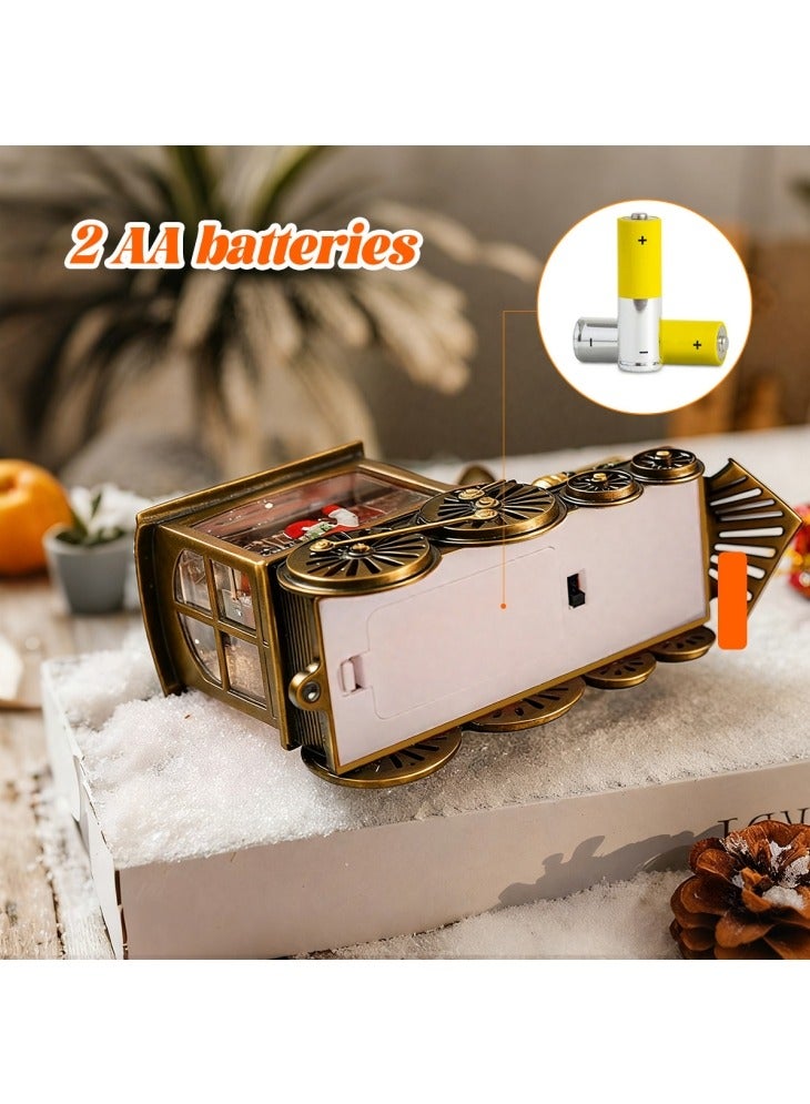 GGEROU فانوس ماء على شكل قطار كريسمس مع كرة ثلجية تتلألأ بالماء وزينة مضيئة لعيد الميلاد لتزيين المنزل هدايا زخرفية للطاولة (رجل الثلج) - Image 5