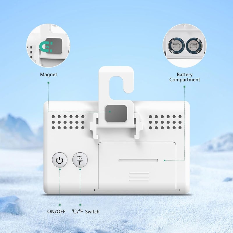 ORIA Refrigerator Thermometer, 2 Pack Digital Fridge Thermometer, Magnetic Freezer Temperature Gauge with LCD Display, ℃/℉ Switch, Low Temperature Indication, for Home, Kitchen, Restaurants, Bars - Image 5