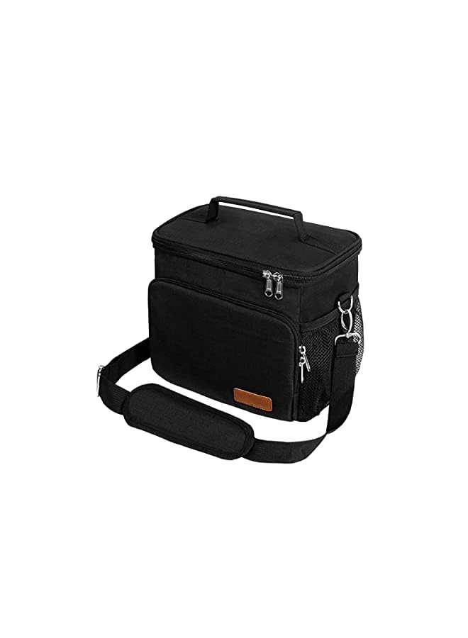 Zaboon Lunch Bag Thermal Cooler Tote With Adjustable Shoulder Strap Lunch Box Bags Leakproof Linear And Front Pocket For Men Women Kids Office Work School (Black) - Image 2