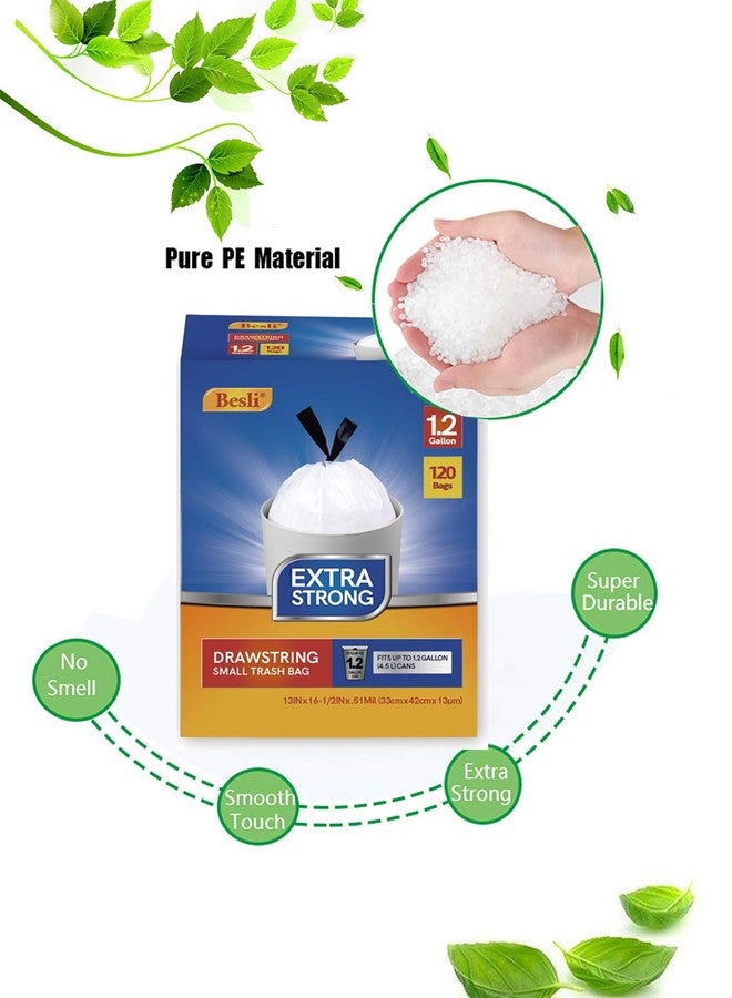 Besli 1.2 Gallon Drawstring Trash Bag Small Garbage Bag,120 Counts (White, 1.2 Gallon) - Image 2