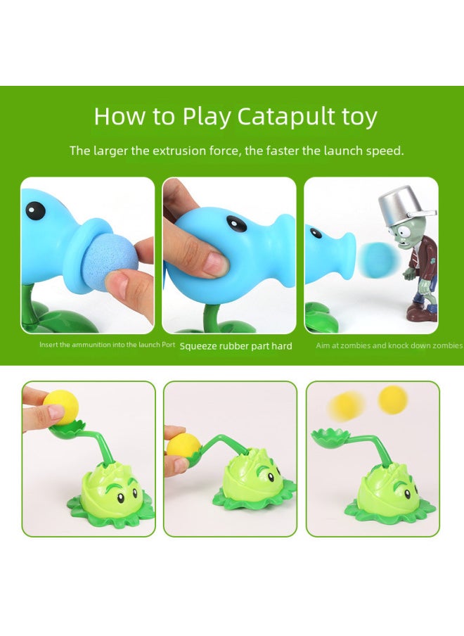 Generic - Soft Silicone Plant Versus Zombie Toys Children's Full Set Cartoon Dolls Bionics Playset From Mainland China Vinyl Plastic-Color:686-109 Deep Sea Giant Zombies + Ice Peas + Dave - Image 1